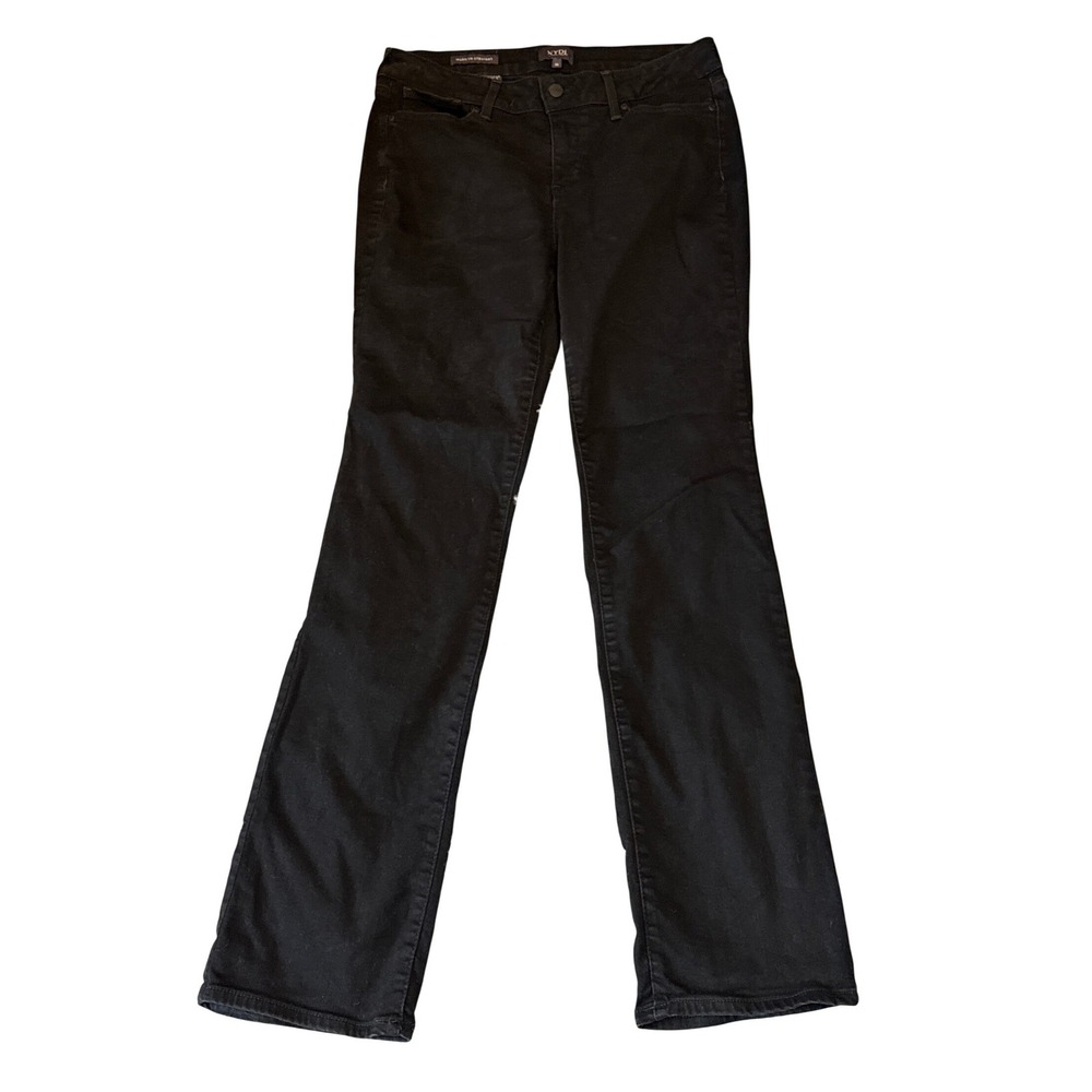 NYDJ Marilyn Straight Jeans Black Lift Tuck Technology Stretch Denim Womens 10